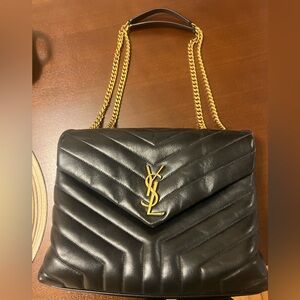 YSL AUTHENTIC LOULOU LARGE BLACK LEATHER
